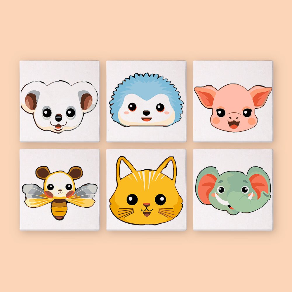 Happy Faces Animal Minis - Mini Paint by Numbers Kit (6 Pieces) paint by numbers kit