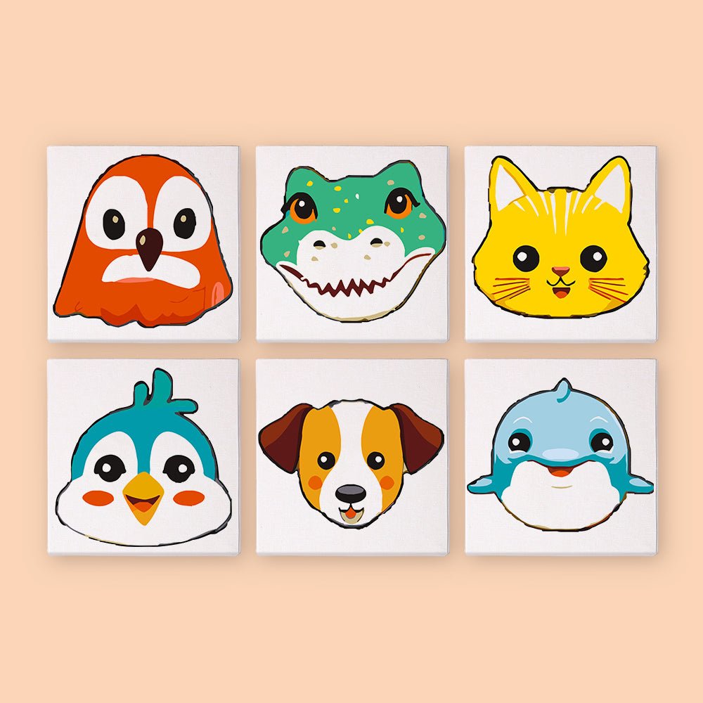 Sweet Animal Faces - Mini Paint by Numbers Kit (6 Pieces) paint by numbers kit
