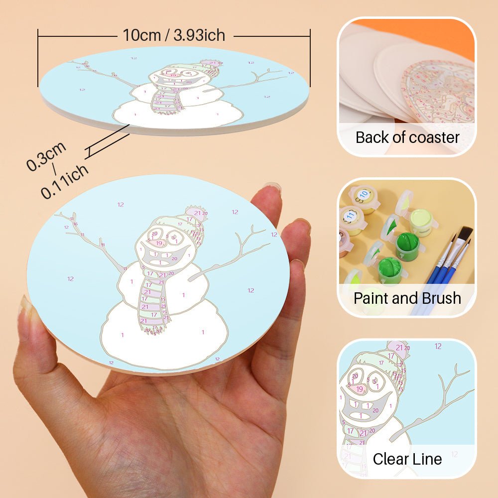 Merry Little Winter Friends - Coasters Paint by Numbers Kit (4 Pieces) paint by numbers kit
