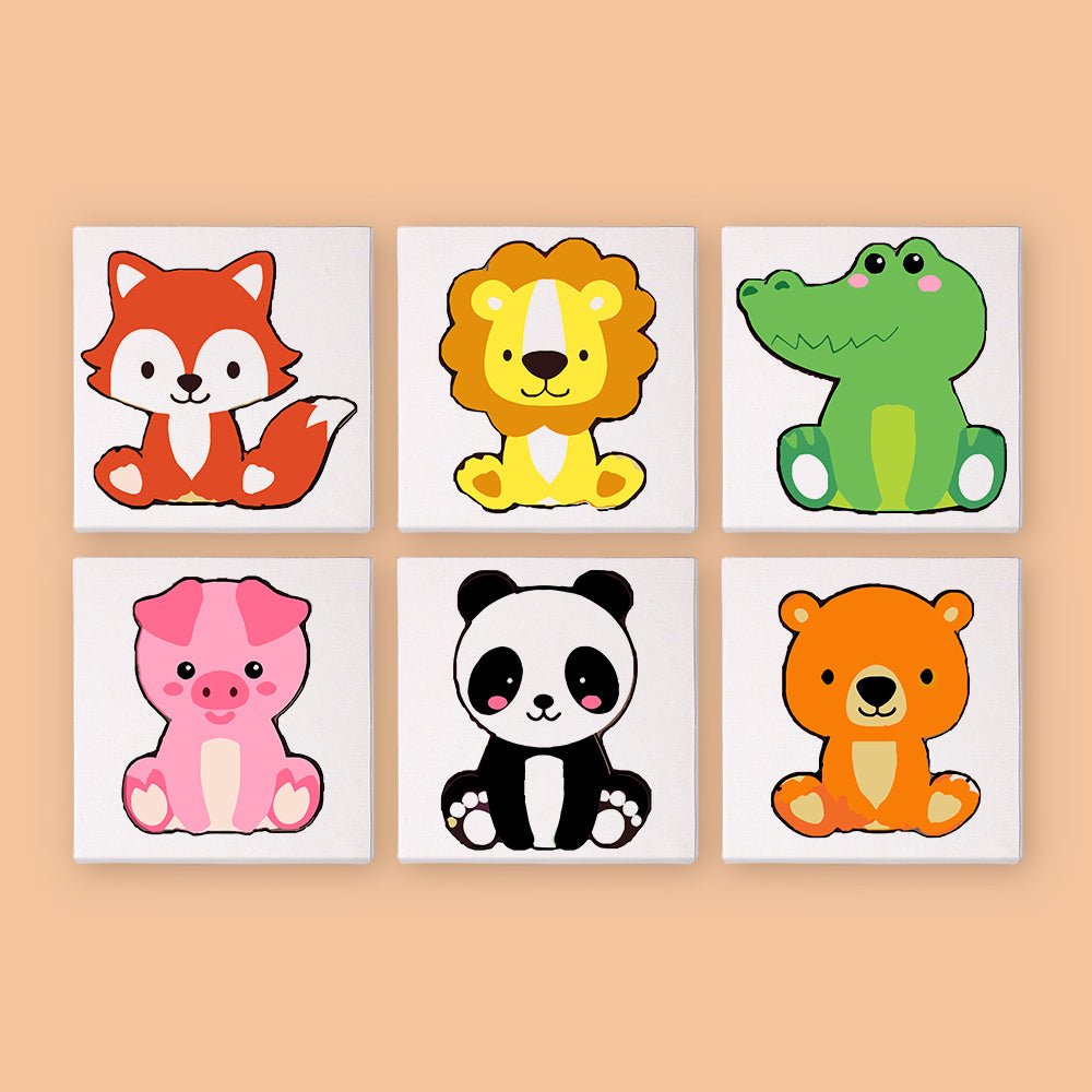 Tiny Jungle Friends - Mini Paint by Numbers Kit (6 Pieces) paint by numbers kit
