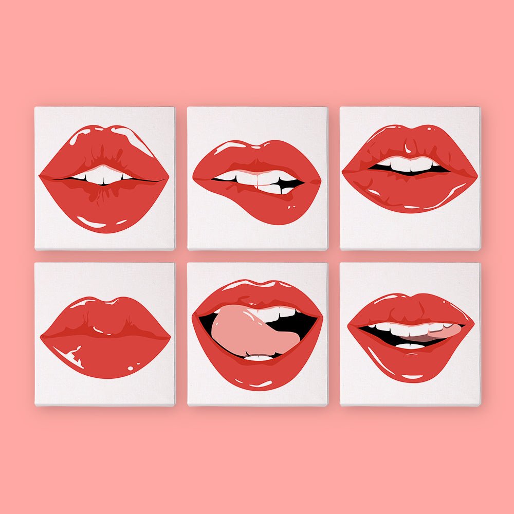 Bold Red Kiss - Mini Paint by Numbers Kit (6 Pieces) paint by numbers kit