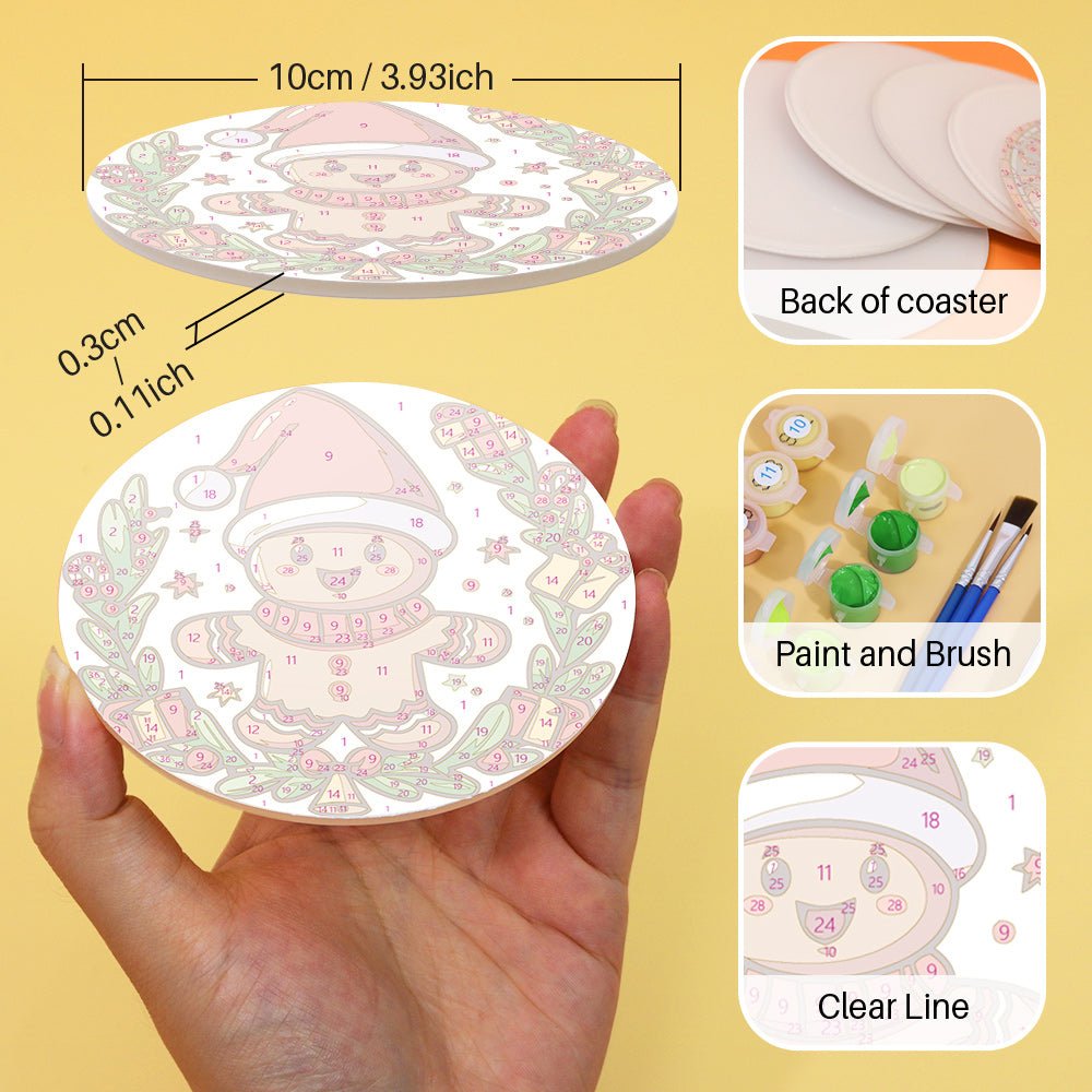 Christmas Holiday Joy - Coasters Paint by Numbers Kit (6 Pieces) paint by numbers kit