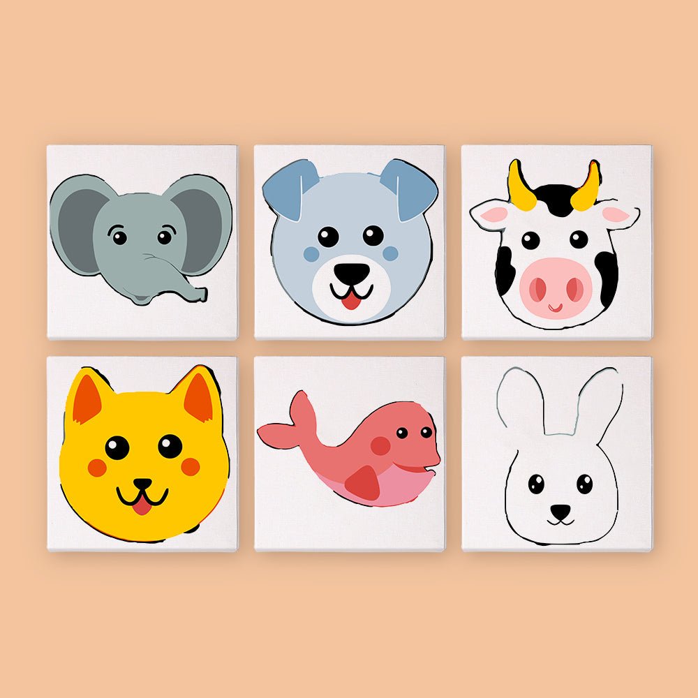 Smiley Animal Faces Mini Paint by Numbers Kit (6 Pieces) paint by numbers kit