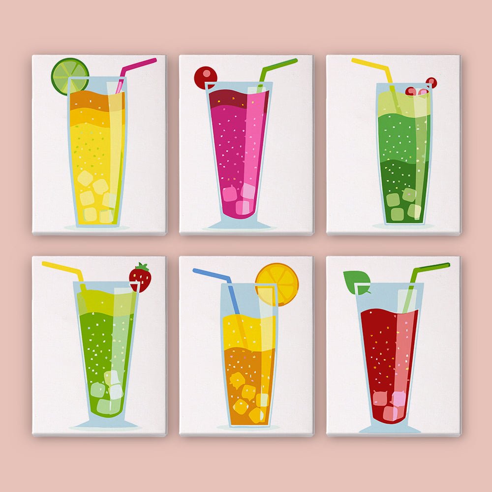 Colorful Juice Bar - Mini Paint by Numbers Kit (6 Pieces) paint by numbers kit