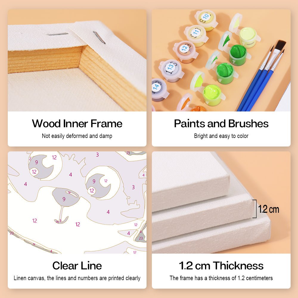 Happy Little Animal Friends - Mini Paint by Numbers Kit (6 Pieces) paint by numbers kit