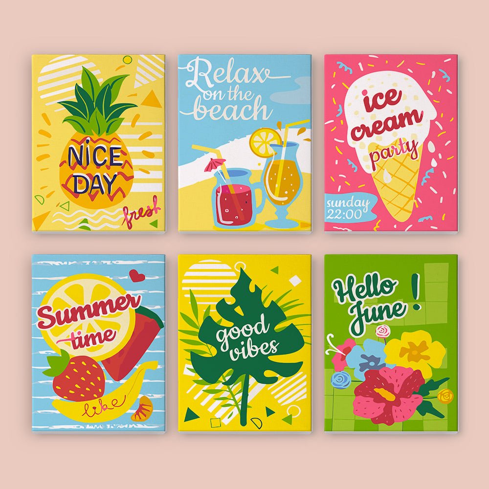 Good Vibes Summer Club - Mini Paint by Numbers Kit (6 Pieces) paint by numbers kit