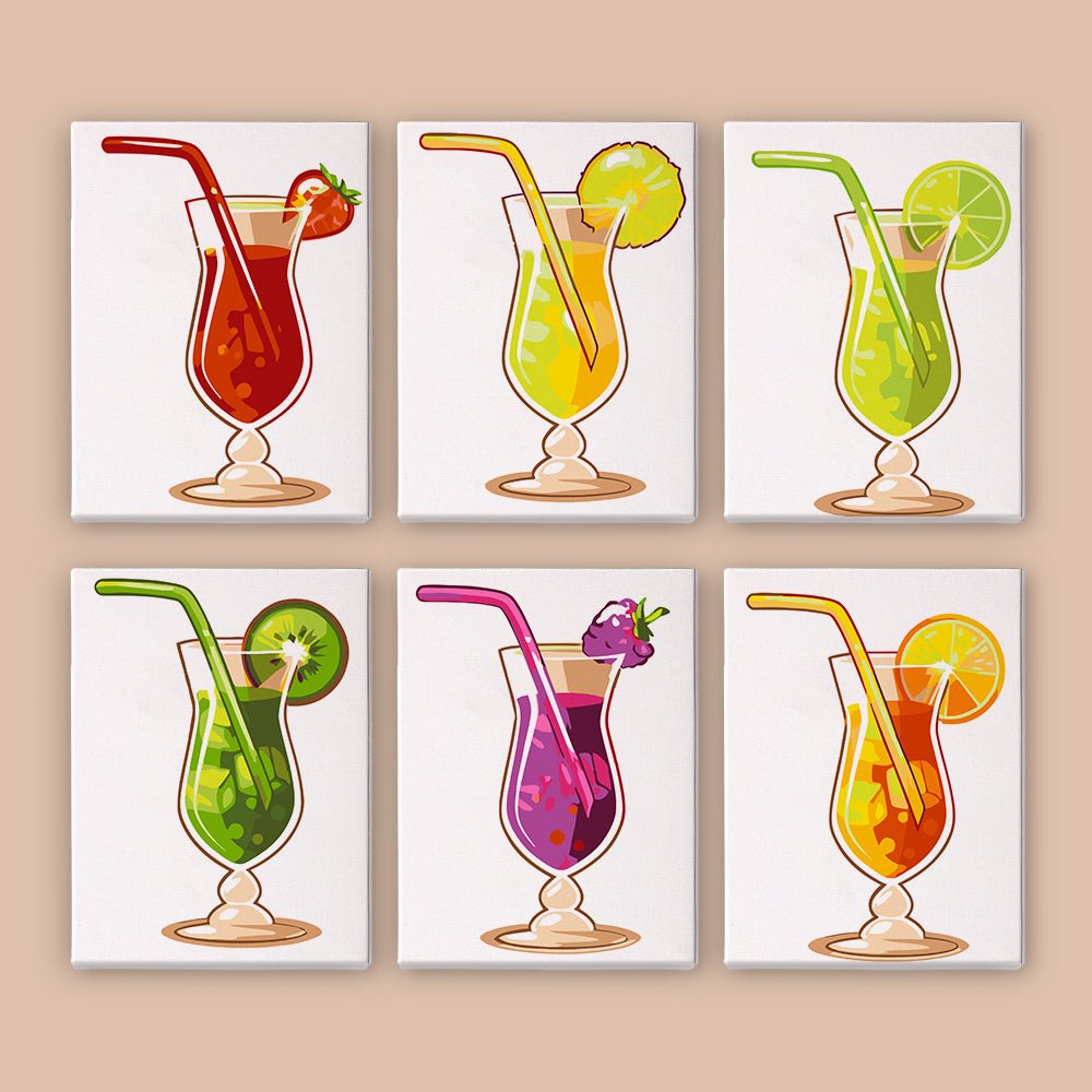 Tropical Cocktail Hour - Mini Paint by Numbers Kit (6 Pieces) paint by numbers kit