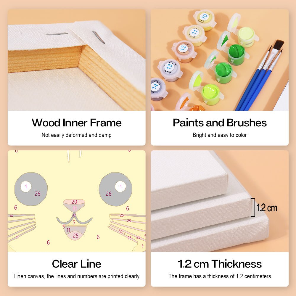 Happy Faces Animal Minis - Mini Paint by Numbers Kit (6 Pieces) paint by numbers kit