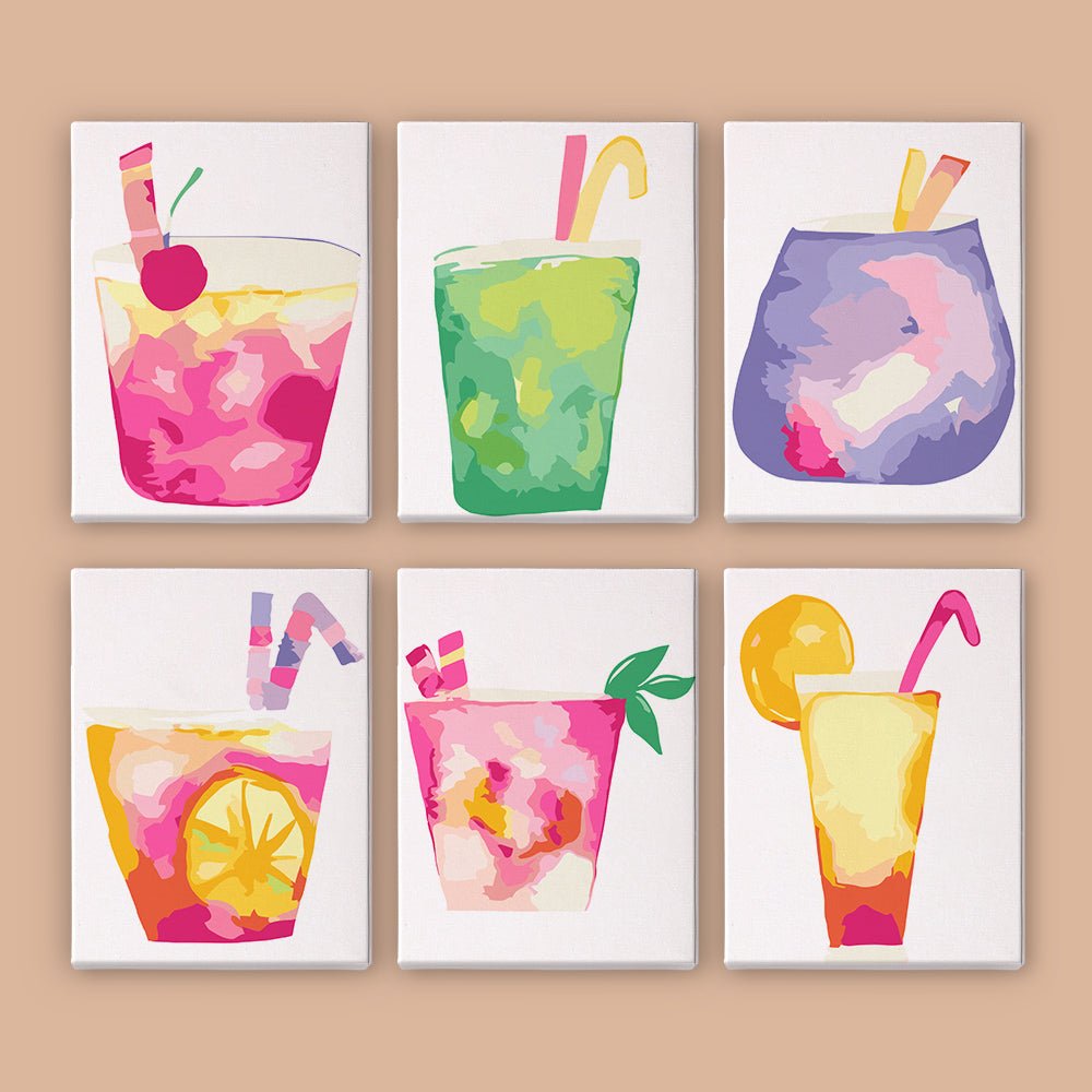 Pastel Drink Dreams - Mini Paint by Numbers Kit (6 Pieces) paint by numbers kit
