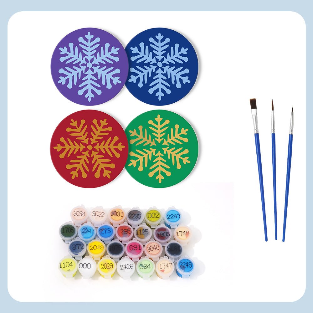 Winter Snowflake - Coasters Paint by Numbers Kit (4 Pieces) paint by numbers kit