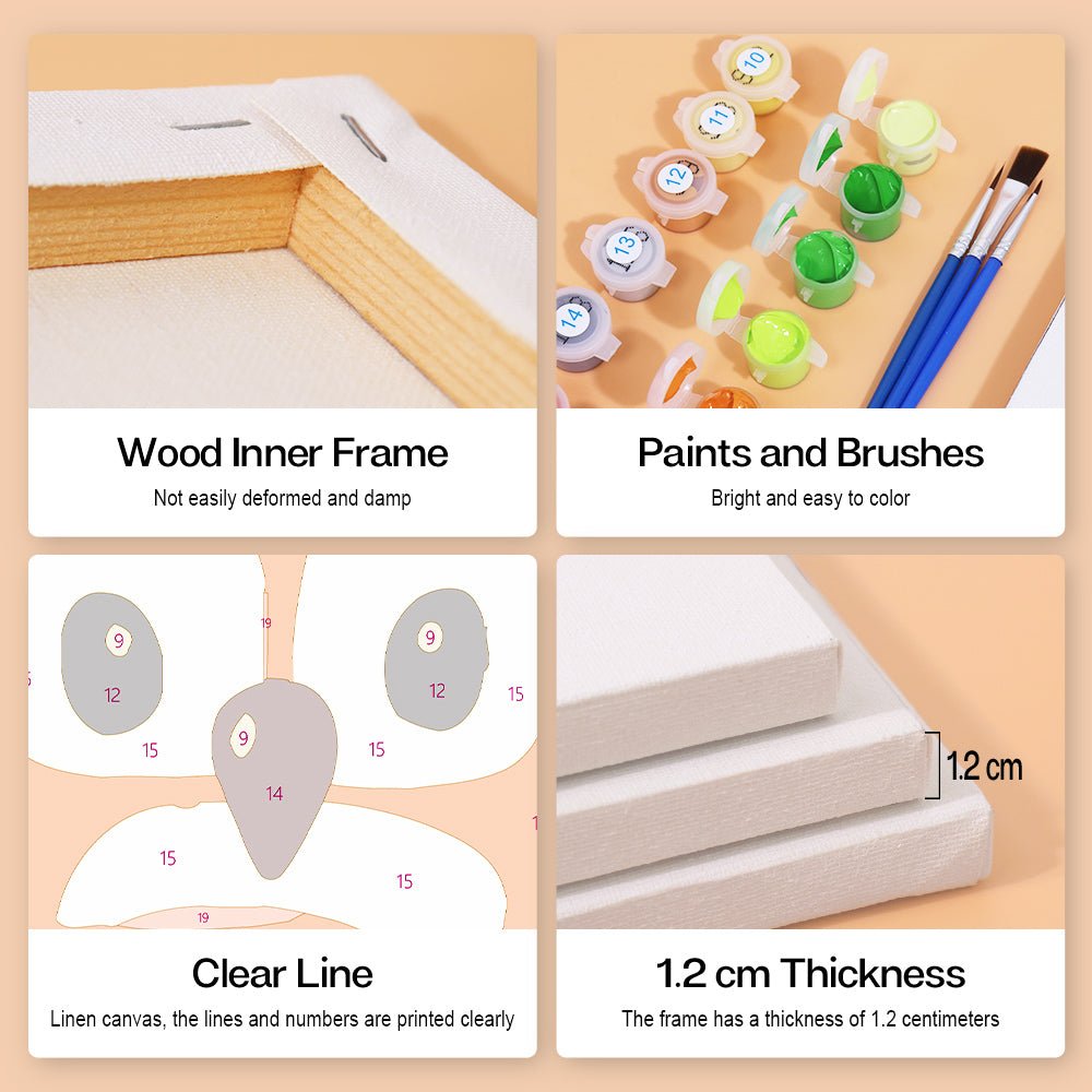 Sweet Animal Faces - Mini Paint by Numbers Kit (6 Pieces) paint by numbers kit
