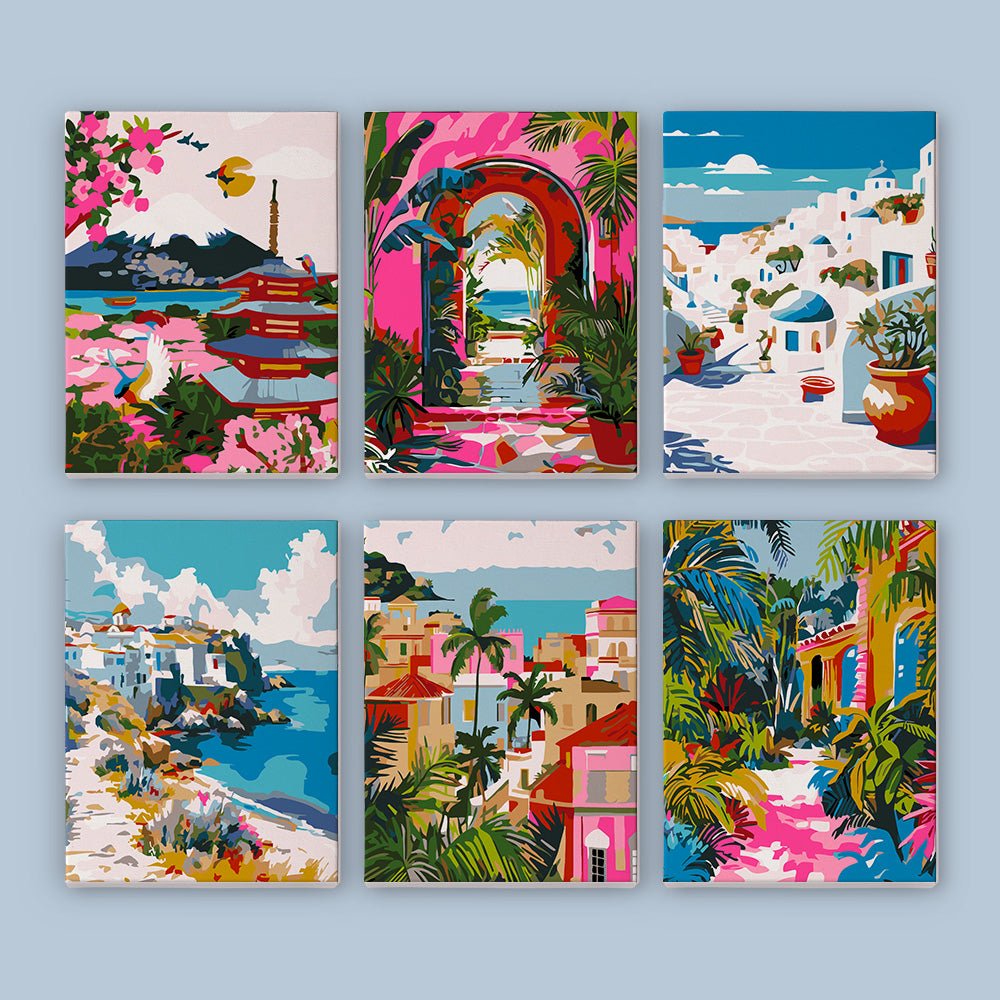Mediterranean Daydream - Mini Paint by Numbers Kit (6 Pieces) paint by numbers kit