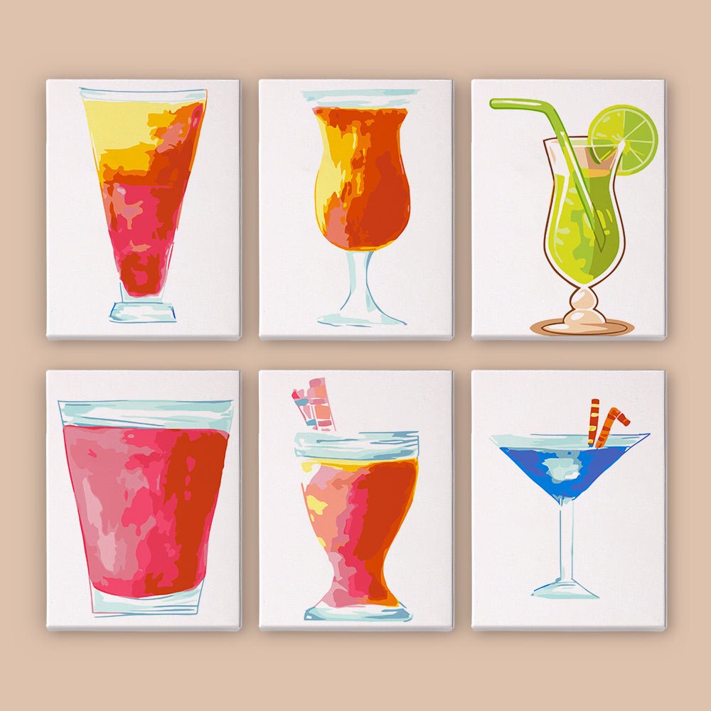 Modern Cocktail Shades - Mini Paint by Numbers Kit (6 Pieces) paint by numbers kit