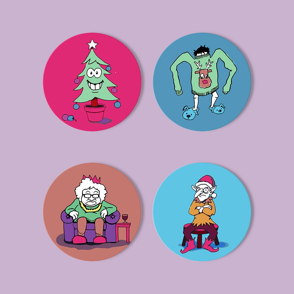 Whimsical Holiday Characters - Coasters Paint by Numbers Kit (4 Pieces) paint by numbers kit
