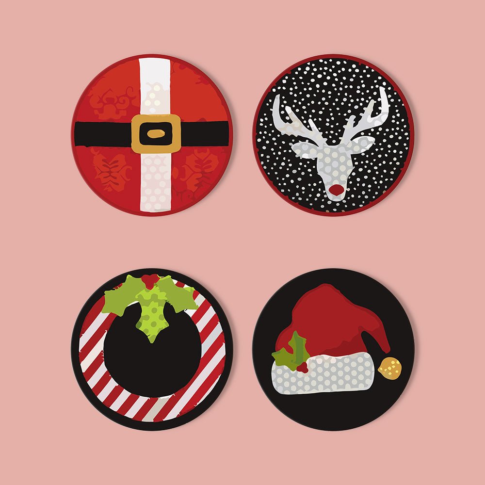 Classic Christmas Icons - Coasters Paint by Numbers Kit (4 Pieces) paint by numbers kit