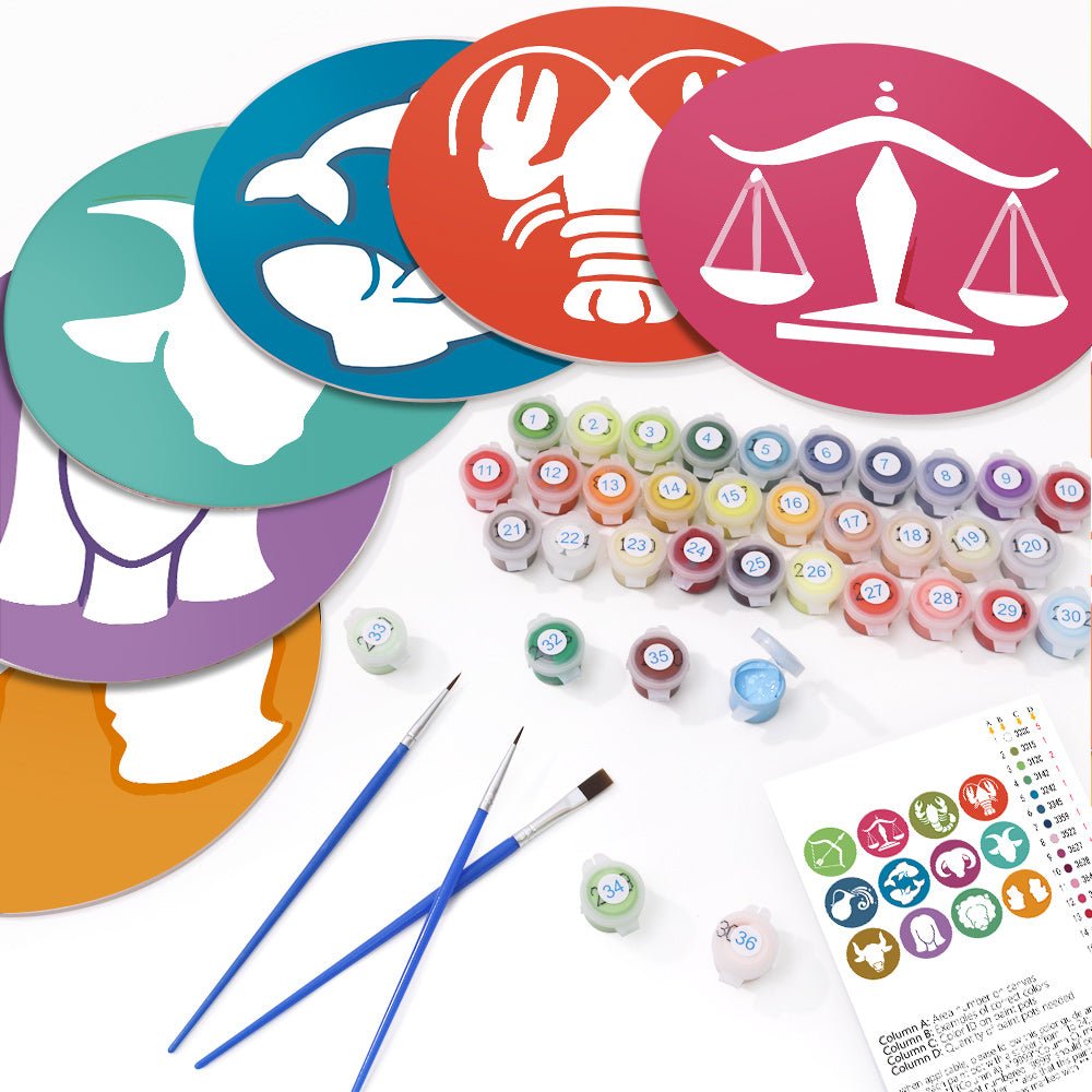 Zodiac Icons (12 Pieces) paint by numbers kit