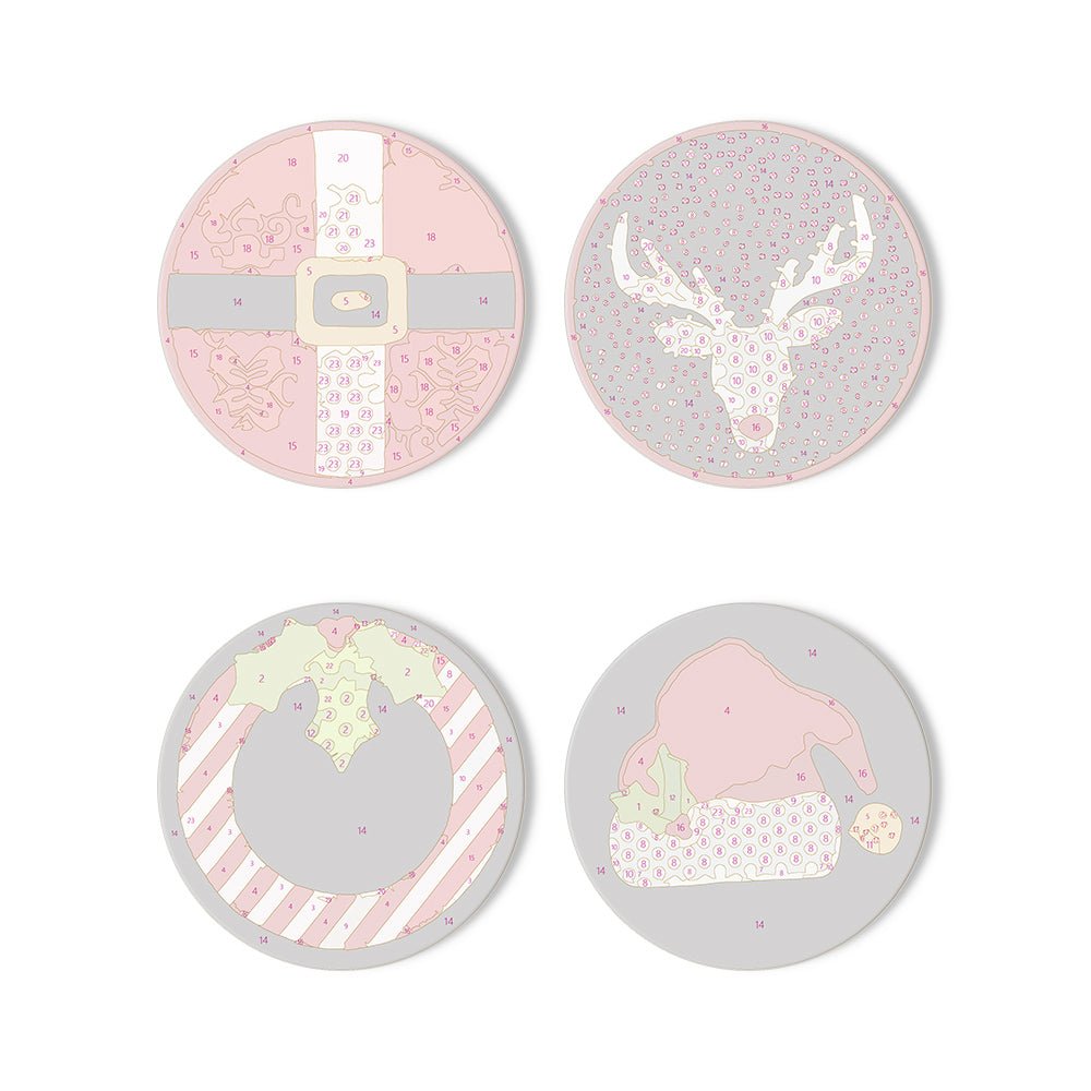 Classic Christmas Icons - Coasters Paint by Numbers Kit (4 Pieces) paint by numbers kit