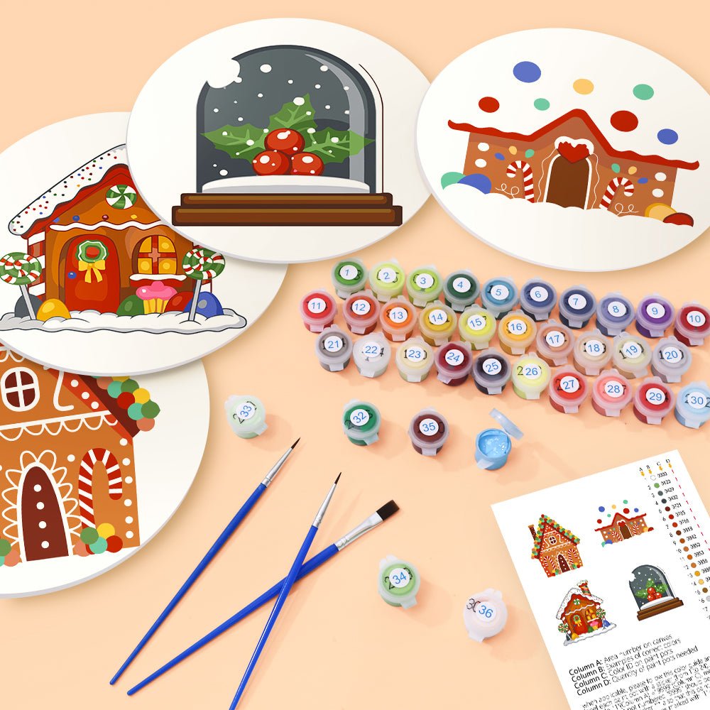 Gingerbread Wonderland (4 Pieces) paint by numbers kit