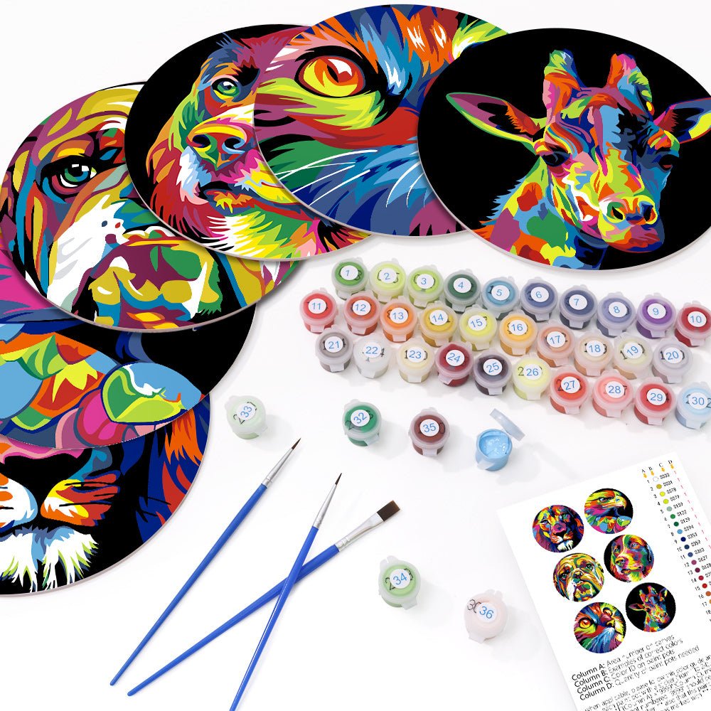 Neon Wildlife (6 Pieces) paint by numbers kit