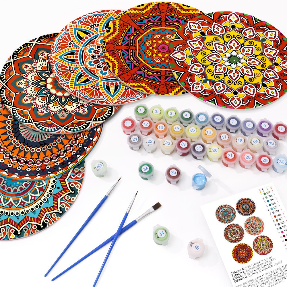 Radiant Mandala (6 Pieces) paint by numbers kit