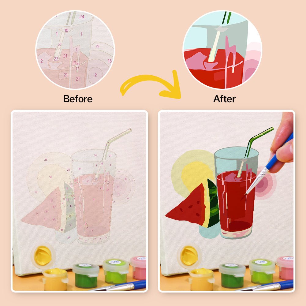 Morning Juice Ritual - Mini Paint by Numbers Kit (6 Pieces) paint by numbers kit