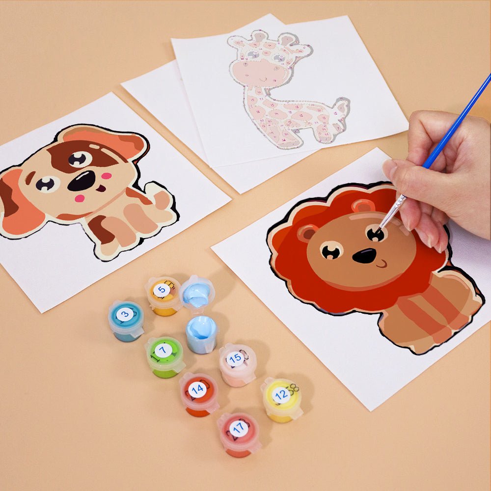 Happy Little Animal Friends - Mini Paint by Numbers Kit (6 Pieces) paint by numbers kit