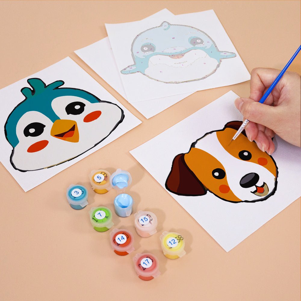 Sweet Animal Faces - Mini Paint by Numbers Kit (6 Pieces) paint by numbers kit