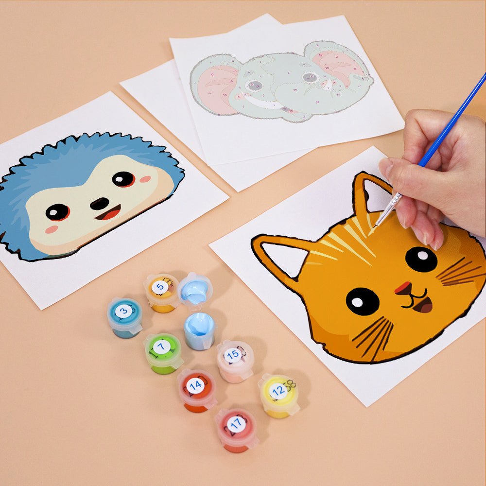 Happy Faces Animal Minis - Mini Paint by Numbers Kit (6 Pieces) paint by numbers kit