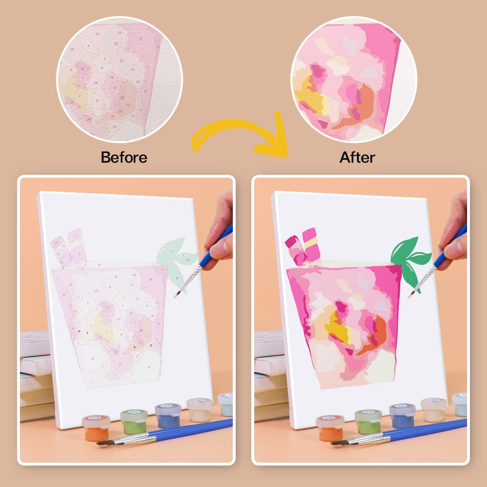 Pastel Drink Dreams - Mini Paint by Numbers Kit (6 Pieces) paint by numbers kit