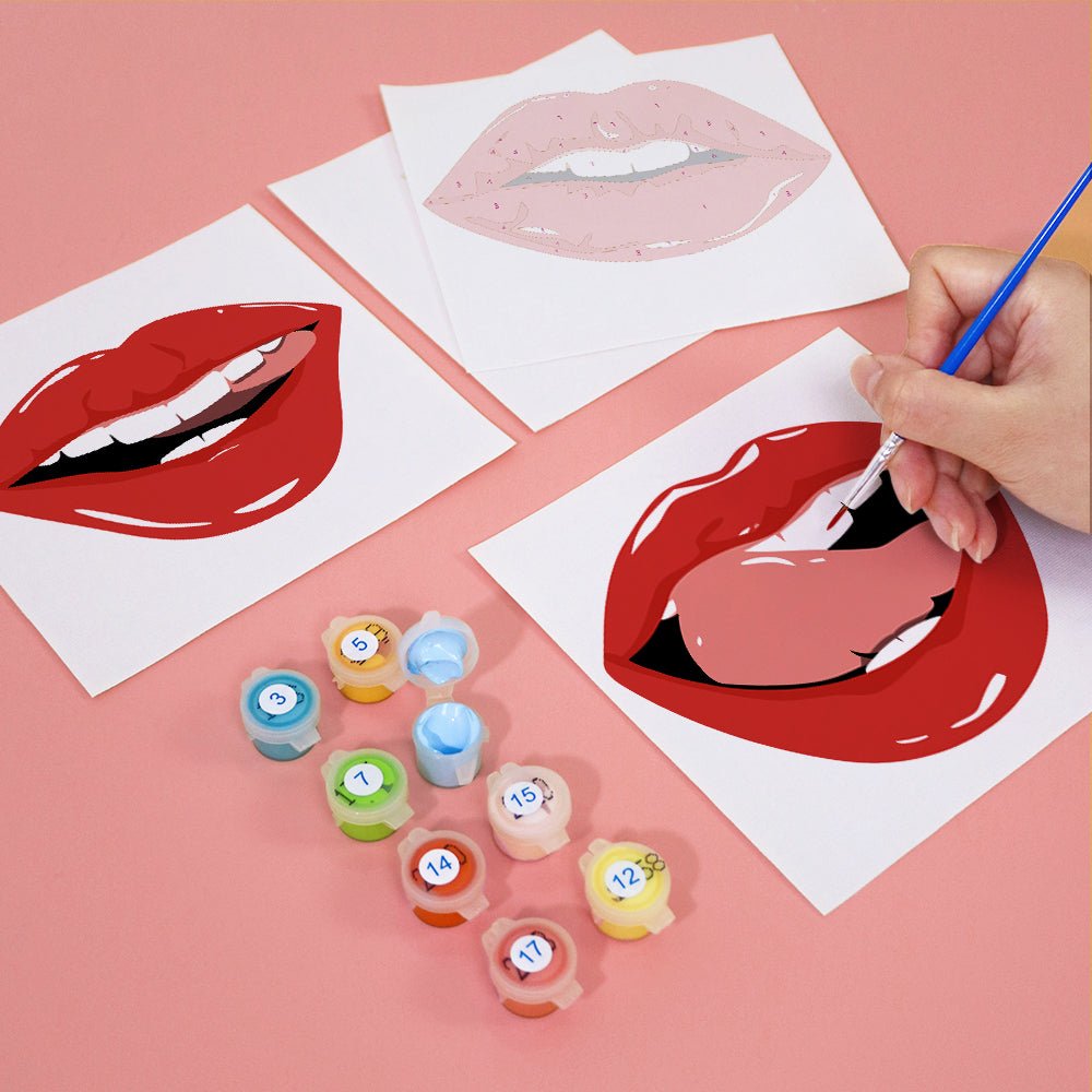 Bold Red Kiss - Mini Paint by Numbers Kit (6 Pieces) paint by numbers kit