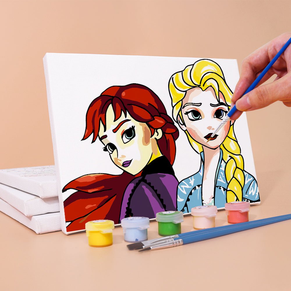 Snow Sisters Forever - Mini Paint by Numbers Kit (6 Pieces) paint by numbers kit