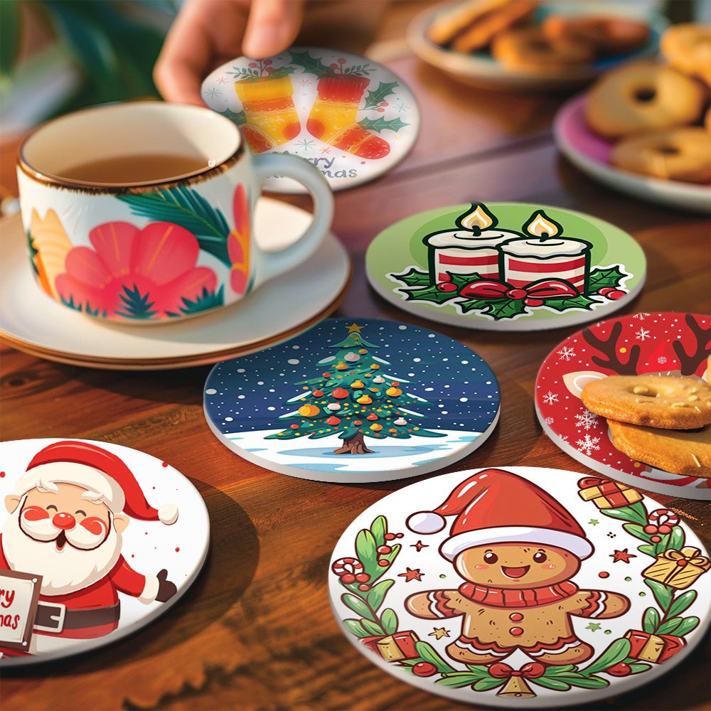 Christmas Holiday Joy - Coasters Paint by Numbers Kit (6 Pieces) paint by numbers kit