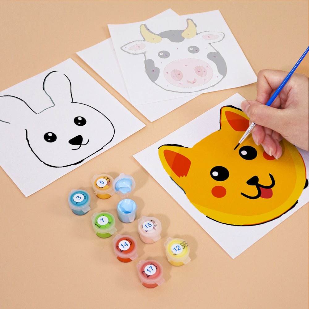 Smiley Animal Faces Mini Paint by Numbers Kit (6 Pieces) paint by numbers kit