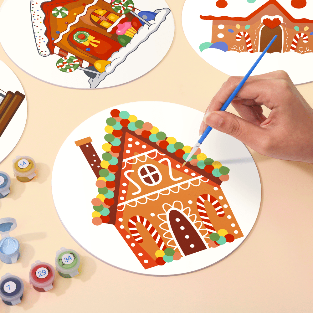 Gingerbread Wonderland (4 Pieces) paint by numbers kit