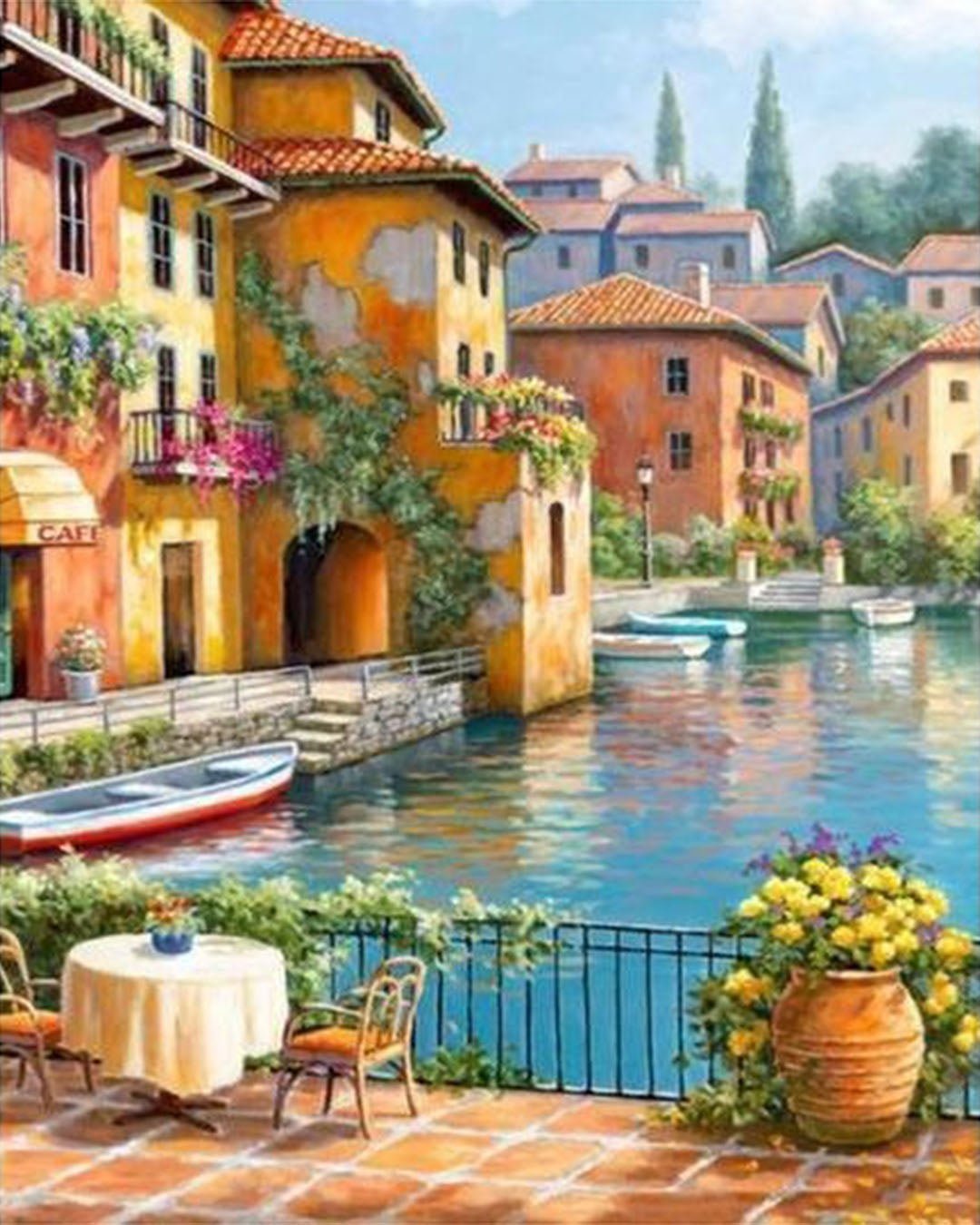 Mediterranean Harbor paint by numbers kit
