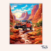 Red Jeep Adventure paint by numbers kit