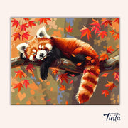 Autumn Red Panda paint by numbers kit