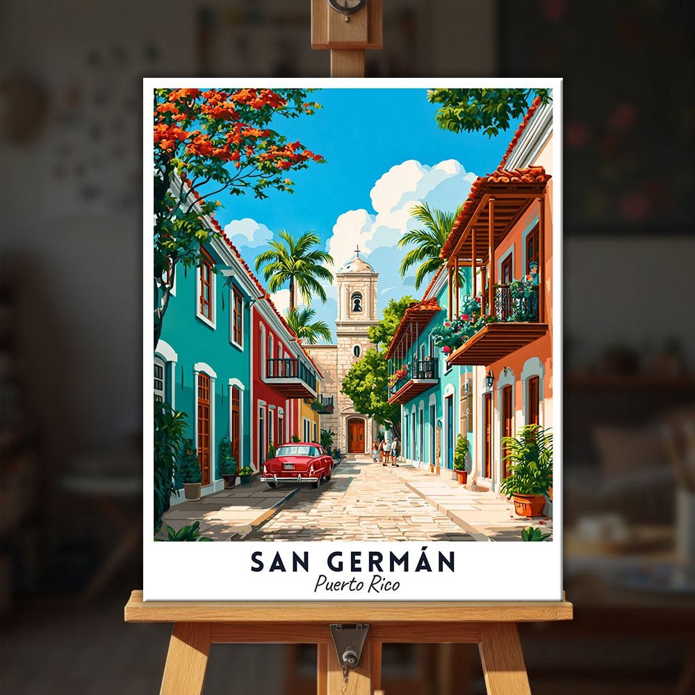 San Germán - Travel Poster paint by numbers kit