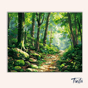 Green Forest Path paint by numbers kit