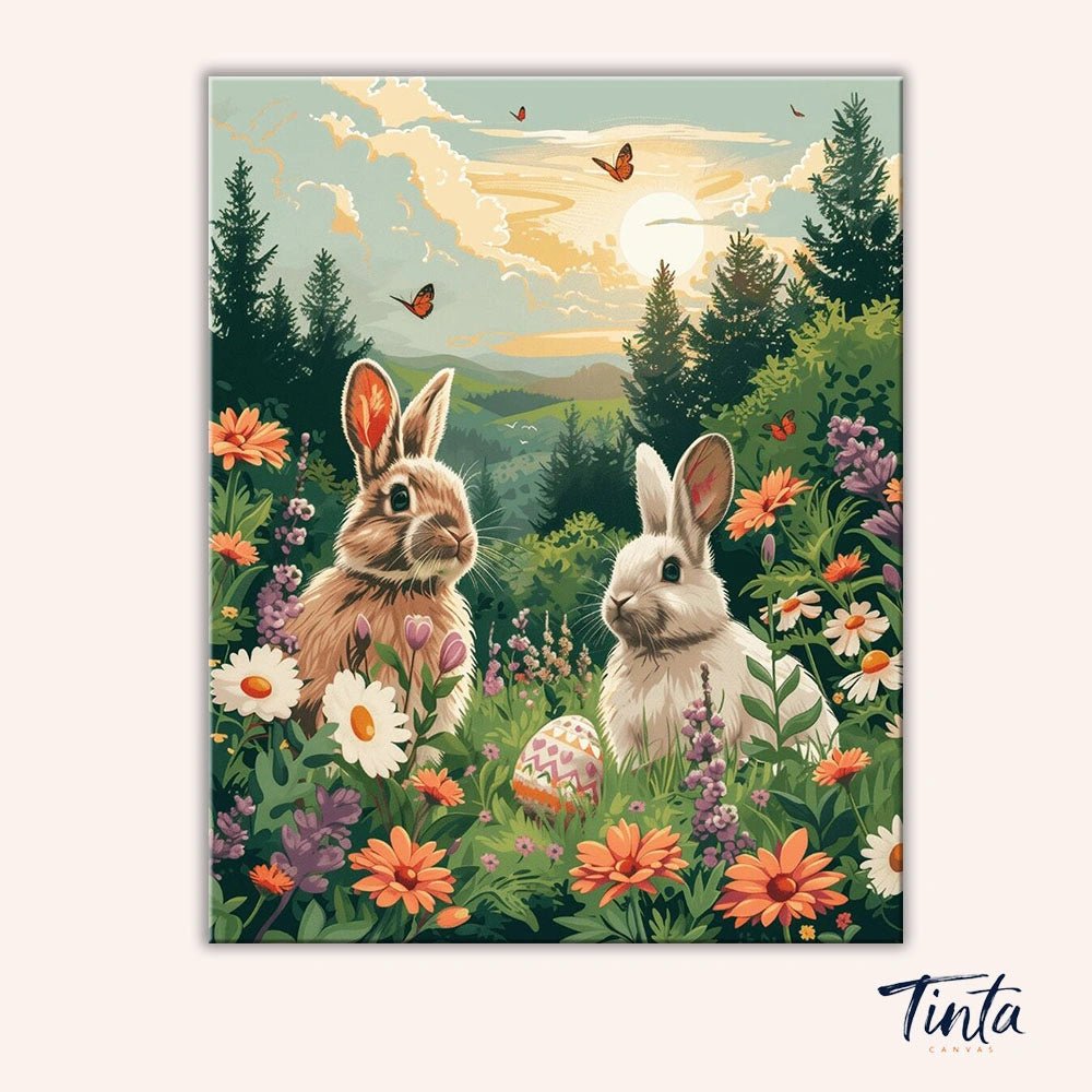 Easter Meadow Bunnies paint by numbers kit