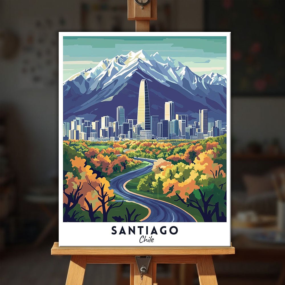Santiago - Travel Poster paint by numbers kit