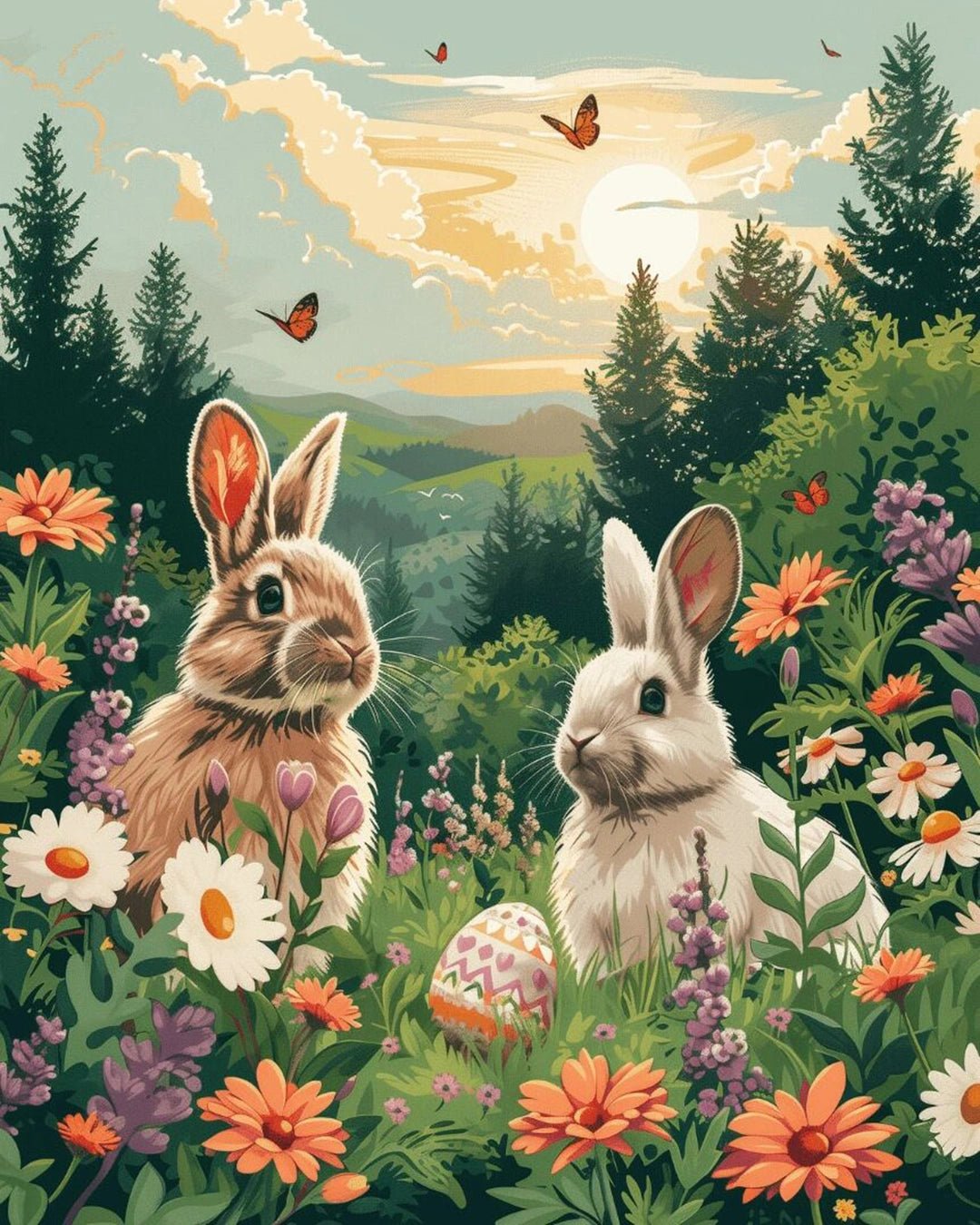 Easter Meadow Bunnies paint by numbers kit