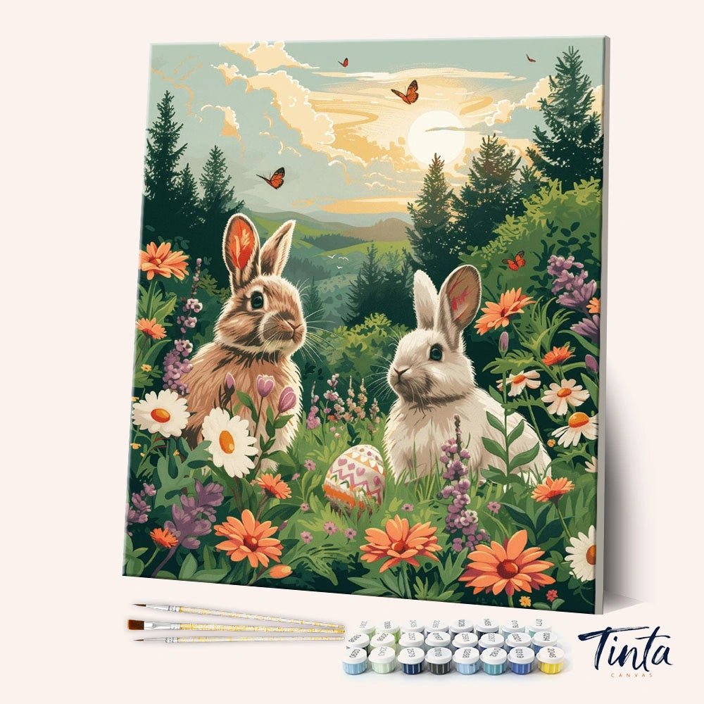 Easter Meadow Bunnies paint by numbers kit