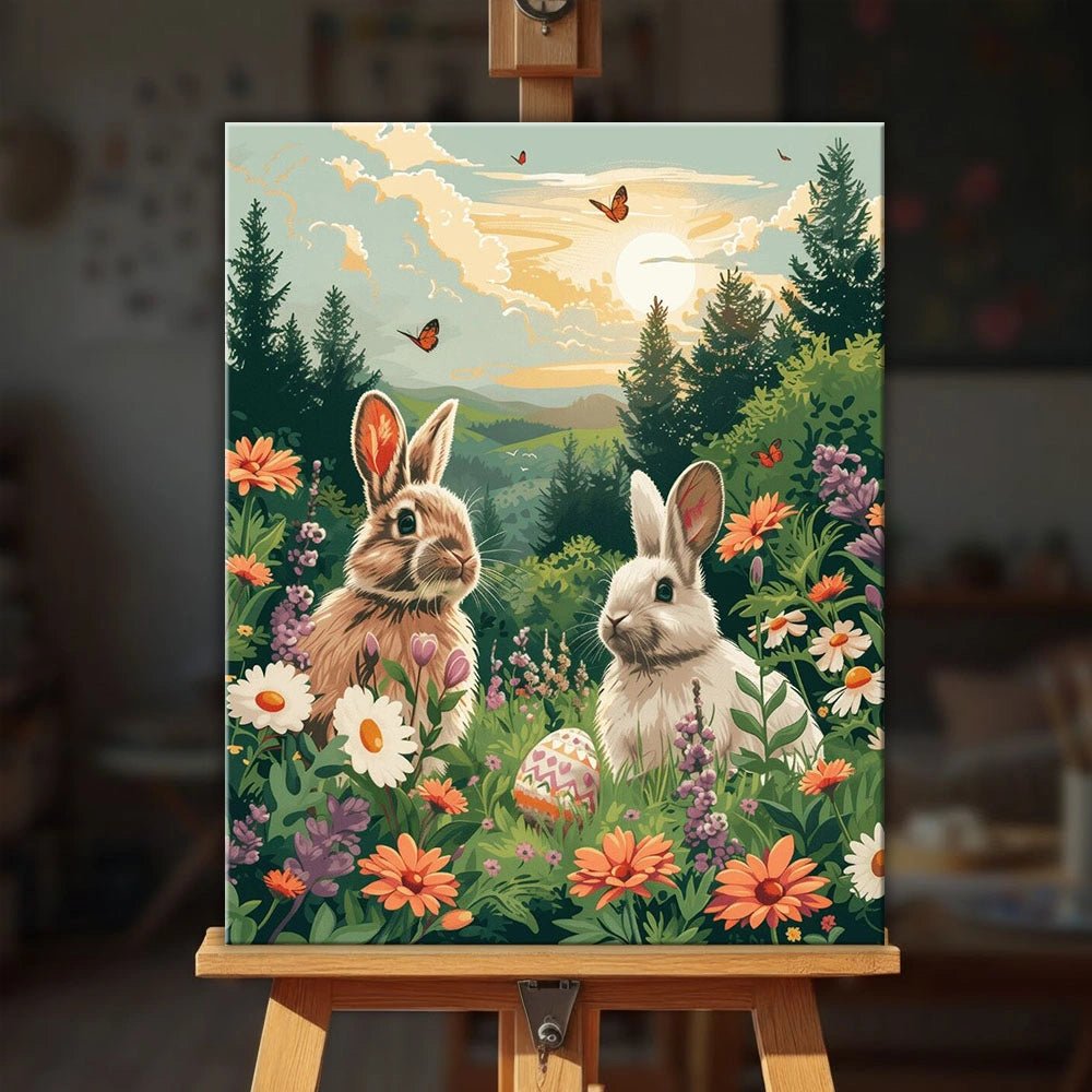 Easter Meadow Bunnies paint by numbers kit