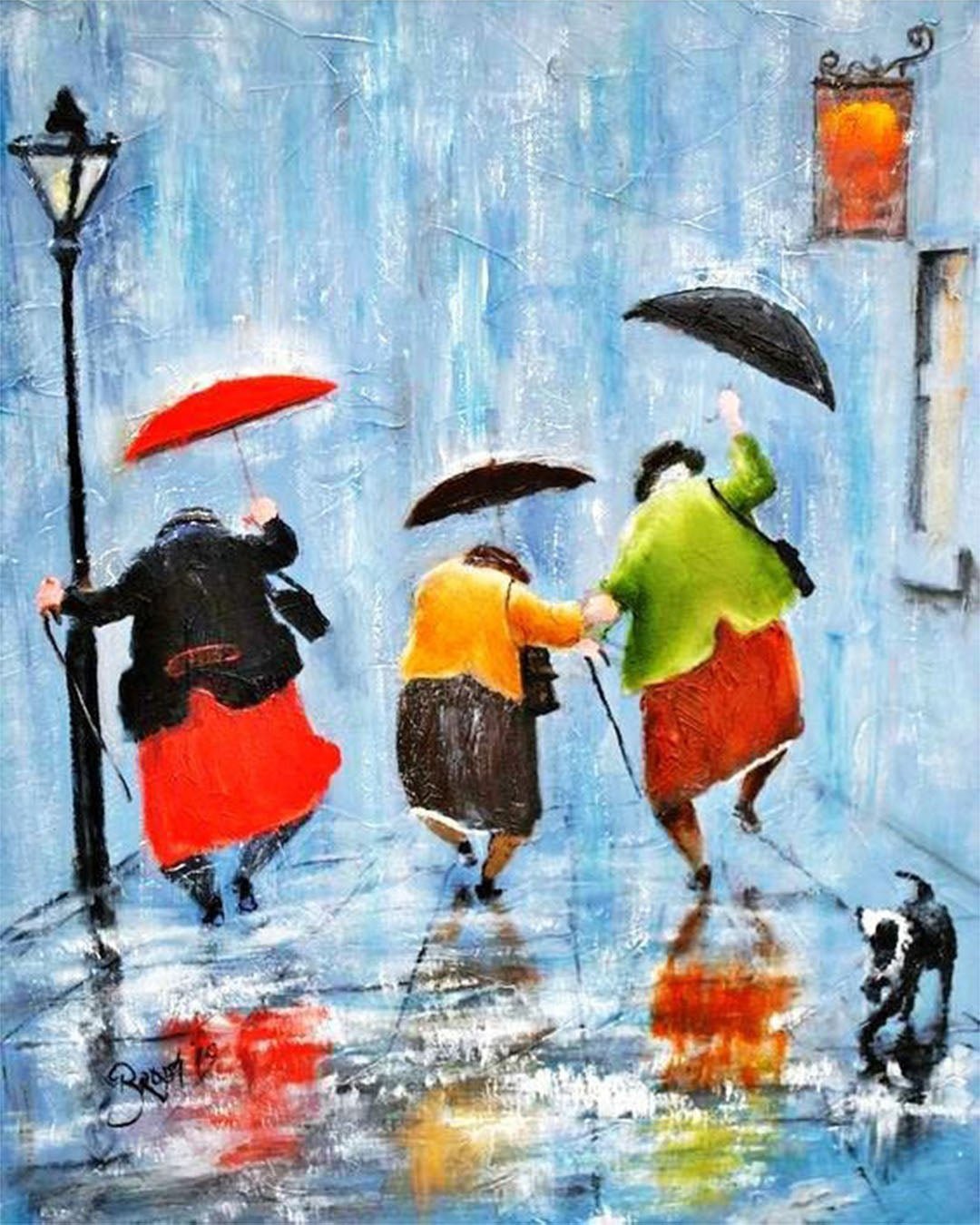 Old Friends Enjoy Rain paint by numbers kit