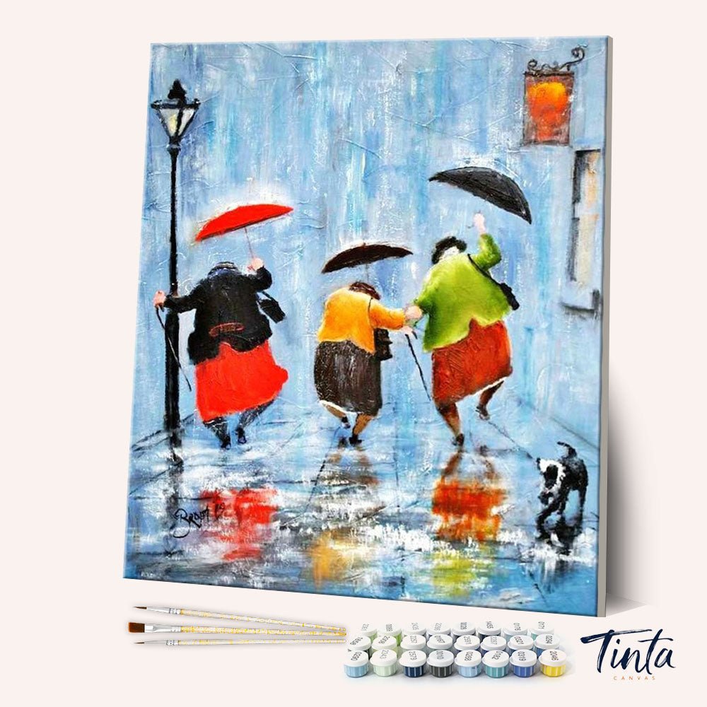Old Friends Enjoy Rain paint by numbers kit