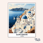 Santorini - Travel Poster paint by numbers kit