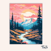 Rosy Sunset River paint by numbers kit