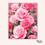 Pink Rose Cluster paint by numbers kit
