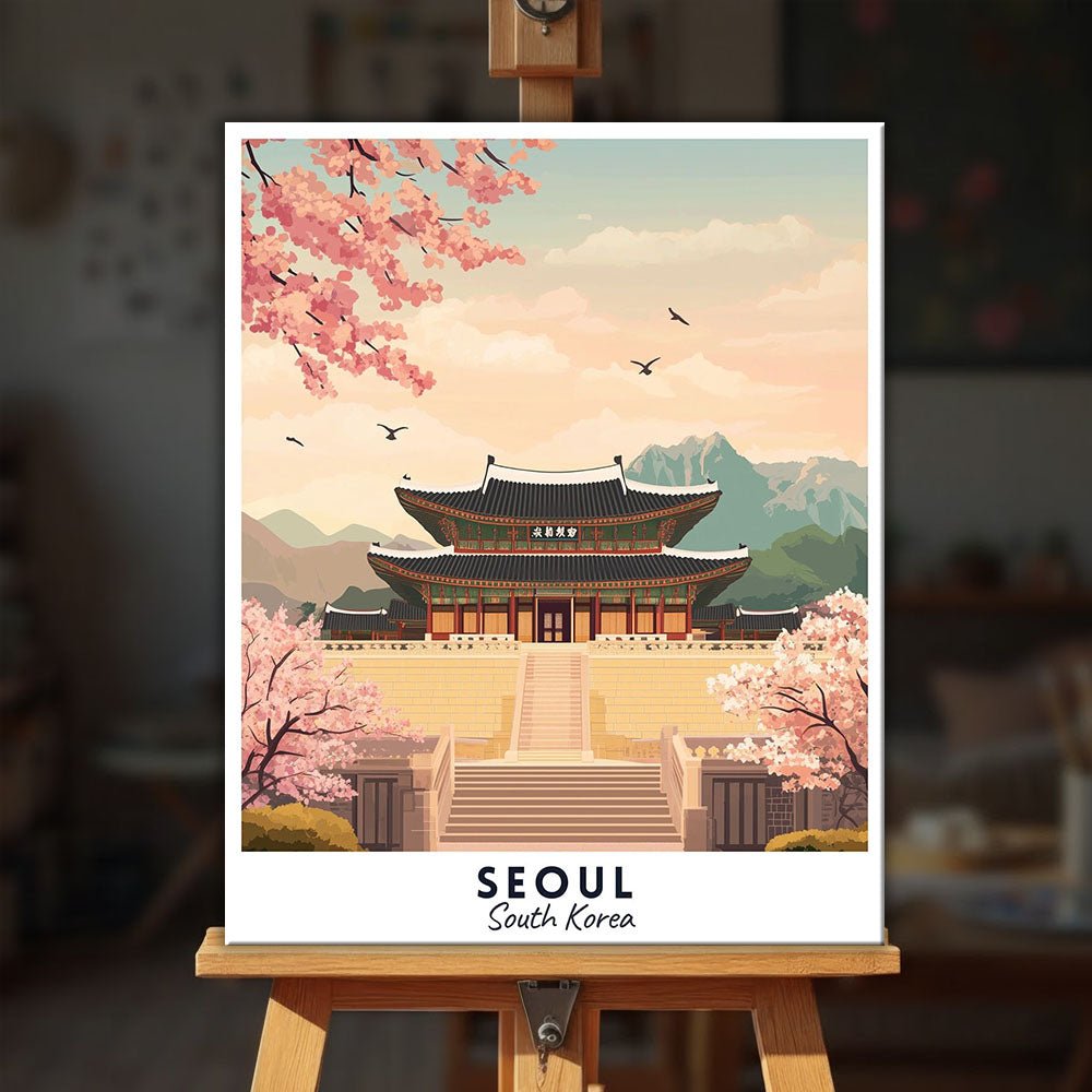 Seoul - Travel Poster paint by numbers kit